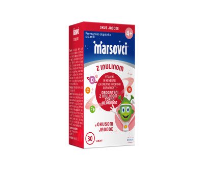 Marsovci, žvečljive tablete z inulinom - okus jagoda 4+
