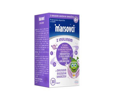 Marsovci, žvečljive tablete z inulinom - okus gozdni sadeži 4+